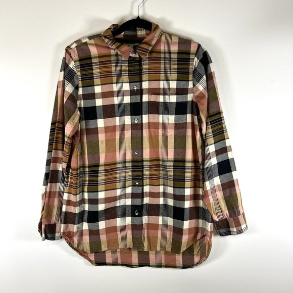 Madewell Womens Medium Multicolor Plaid Flannel Pockets Button‎ Front Top - Picture 1 of 8
